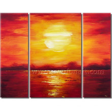 Schöne Segeltuch-Kunst-Sonnenaufgang-Meerblick-Ölgemälde für Dekor (SE-202)